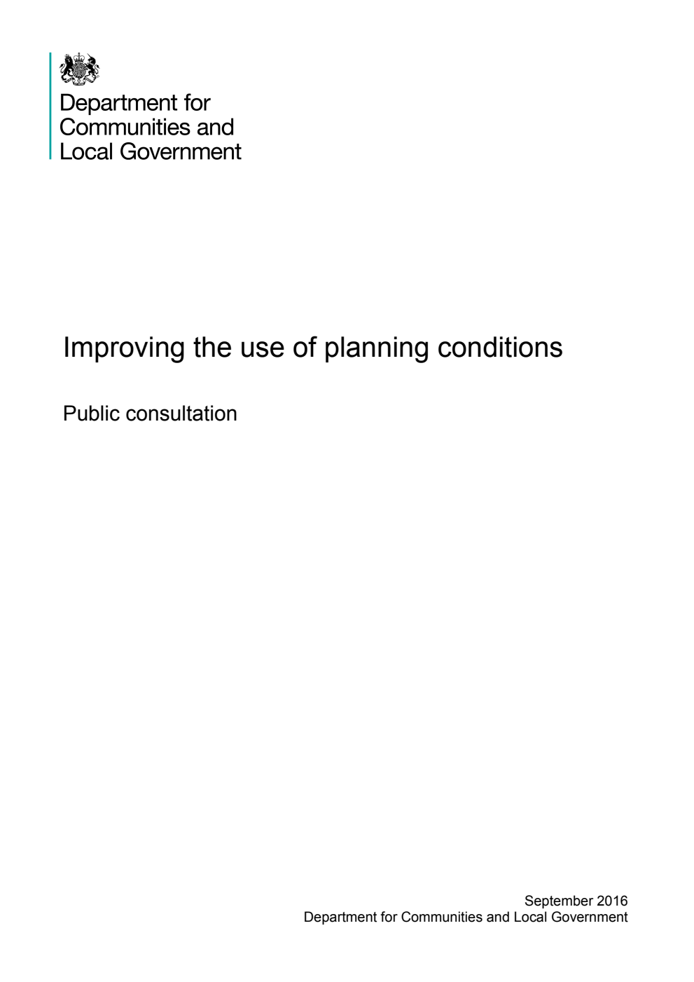Improving the use of planning conditions: Public consultation