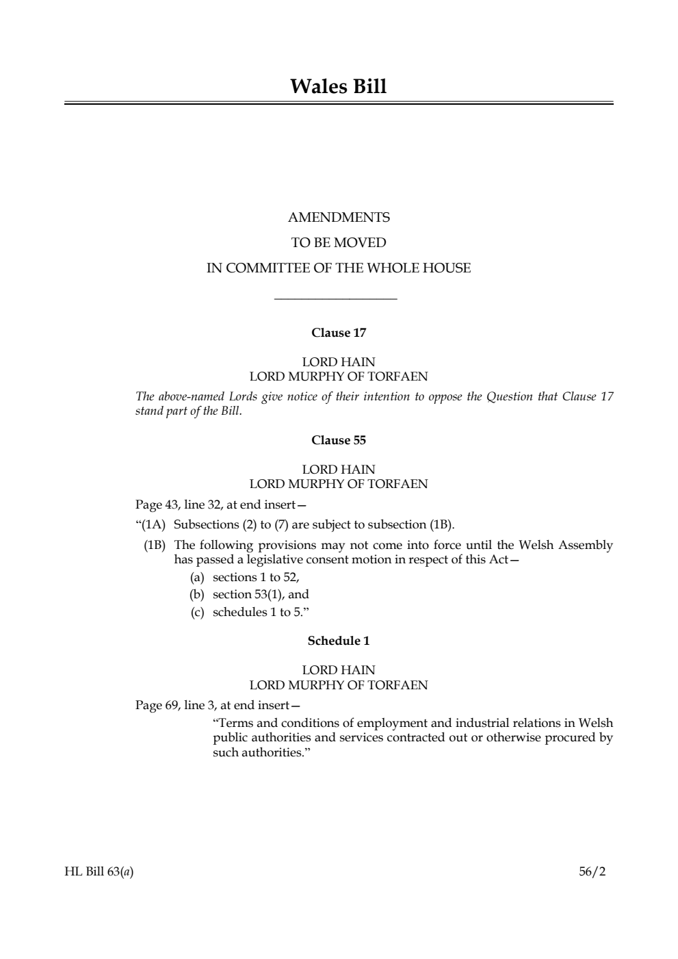 Wales Bill Lords Amendments