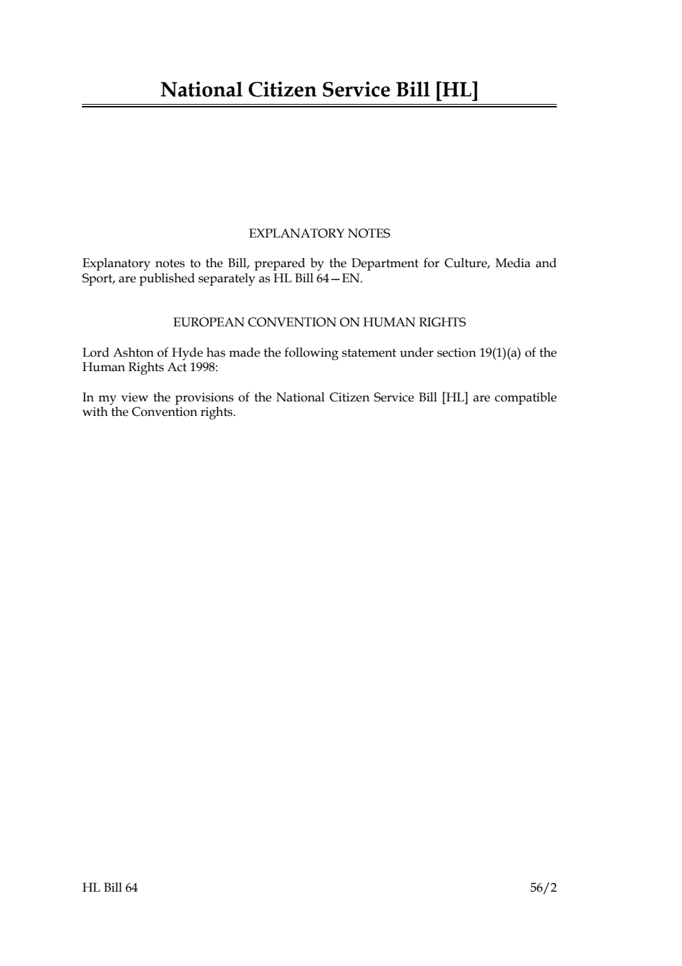 National Citizen Service Bill