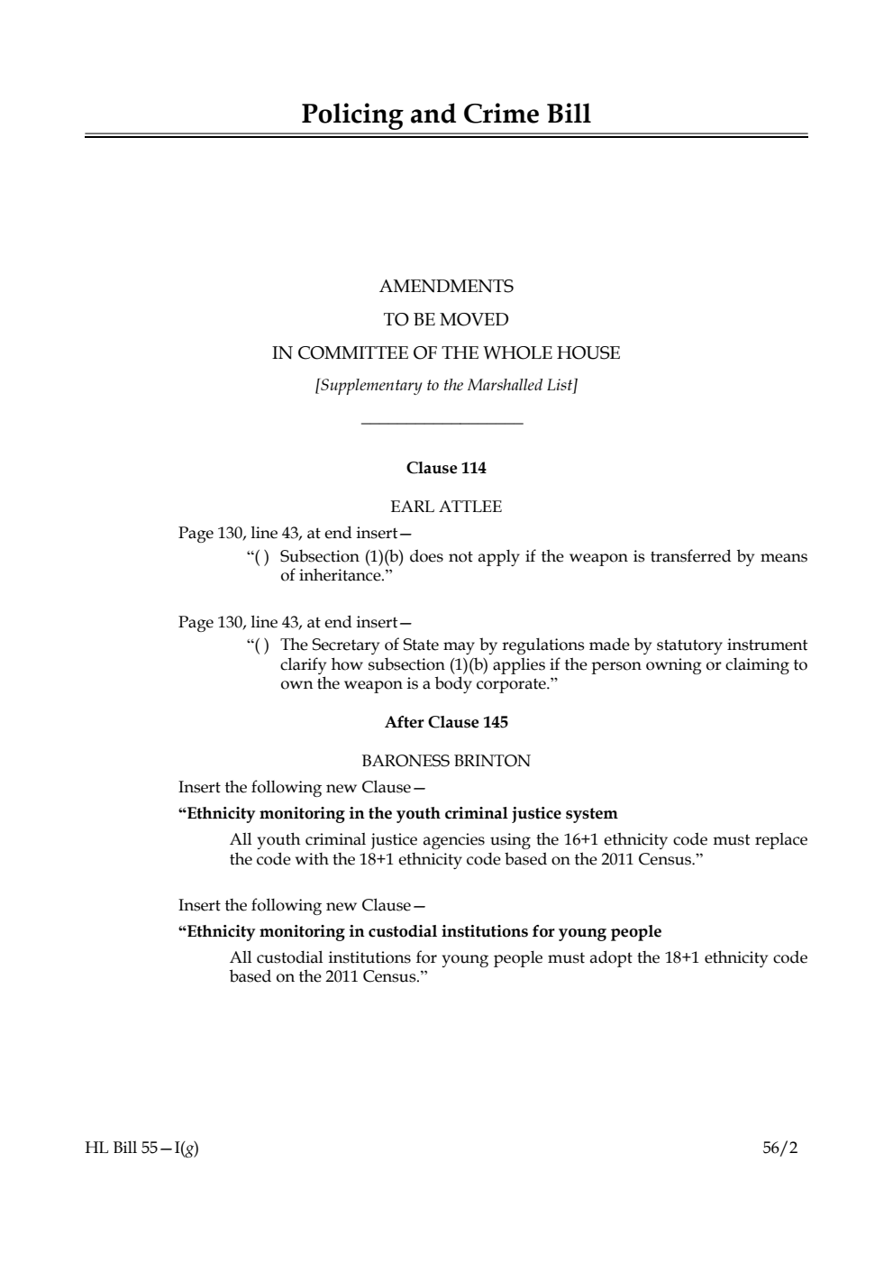 Policing and Crime Bill Lords Amendments