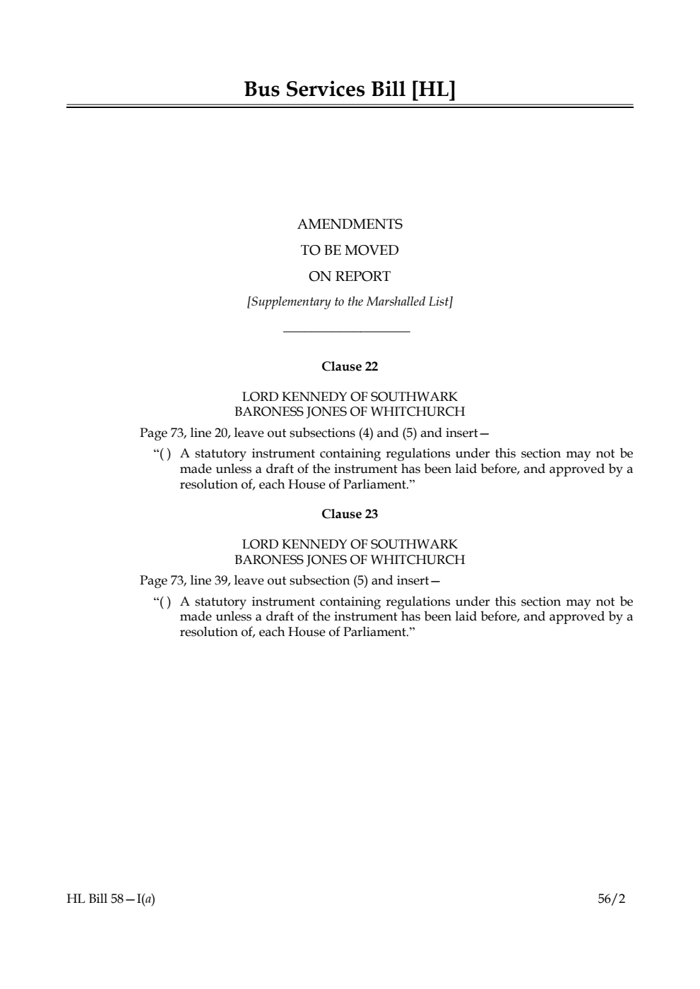 Bus Services Bill Lords Amendments