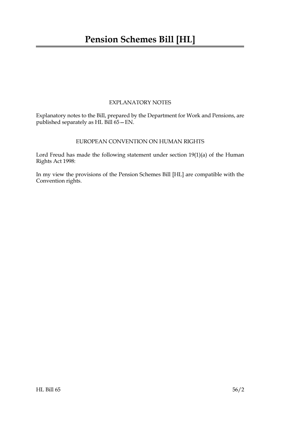 Pension Schemes Bill