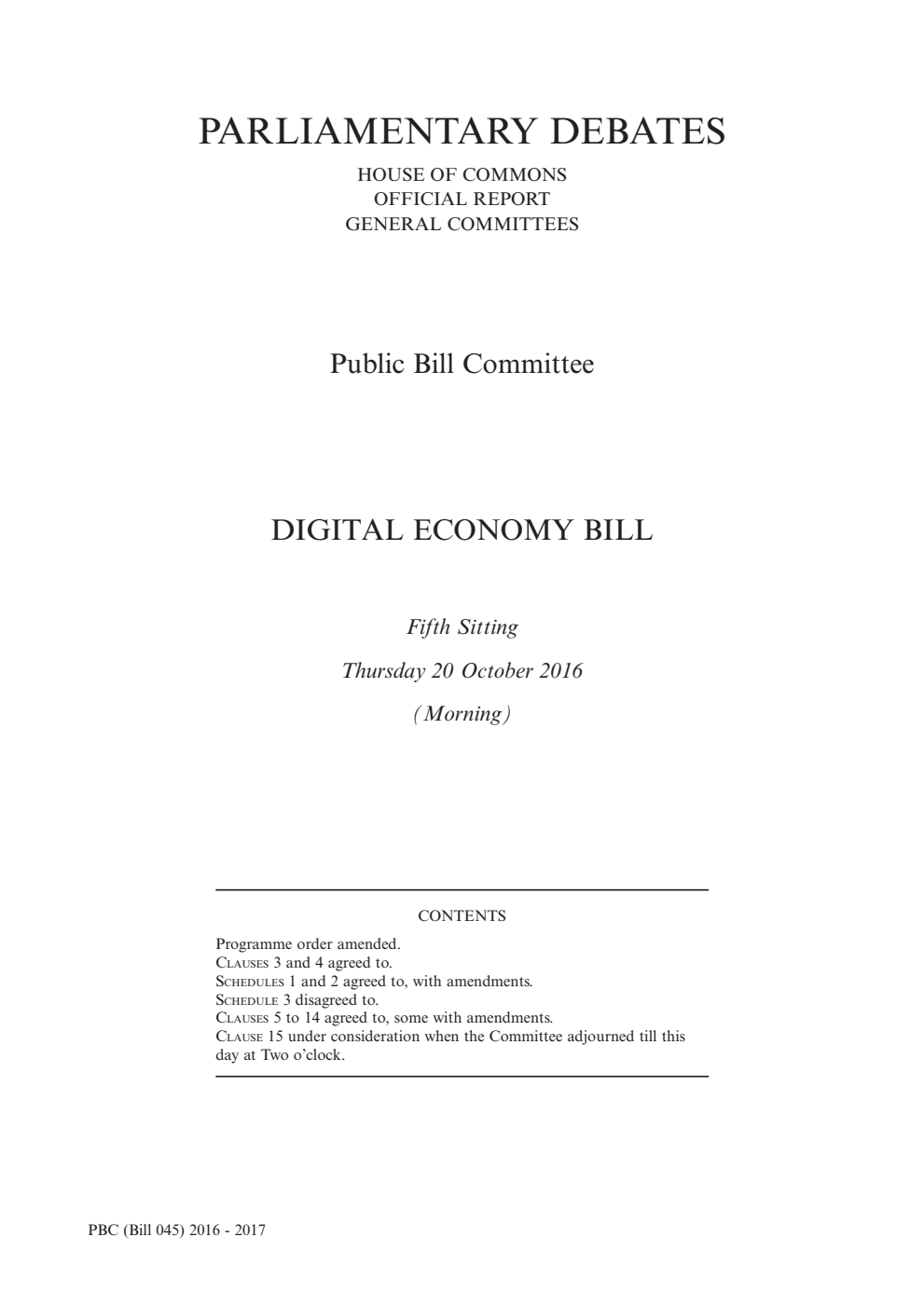 Digital Economy Bill Public Bill Committee 5th Sitting 20th October 2016 AM