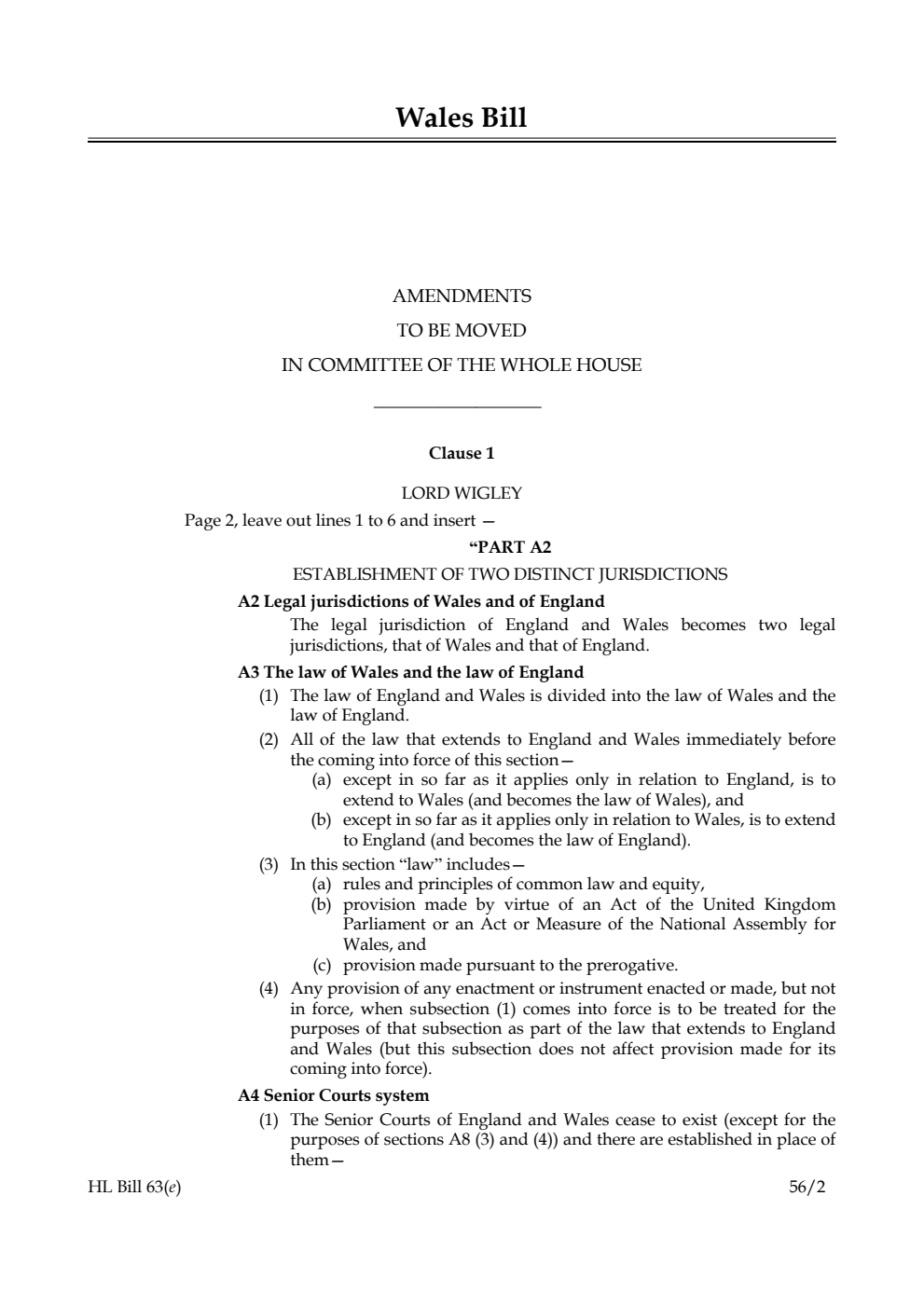Wales Bill Lords Amendments