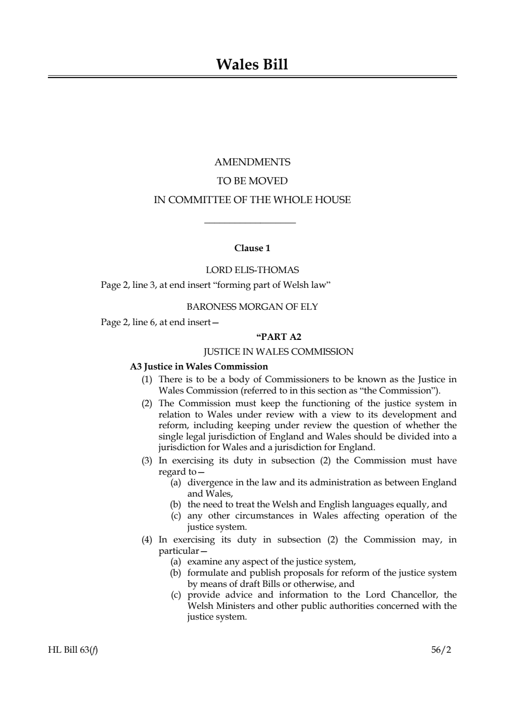 Wales Bill Lords Amendments