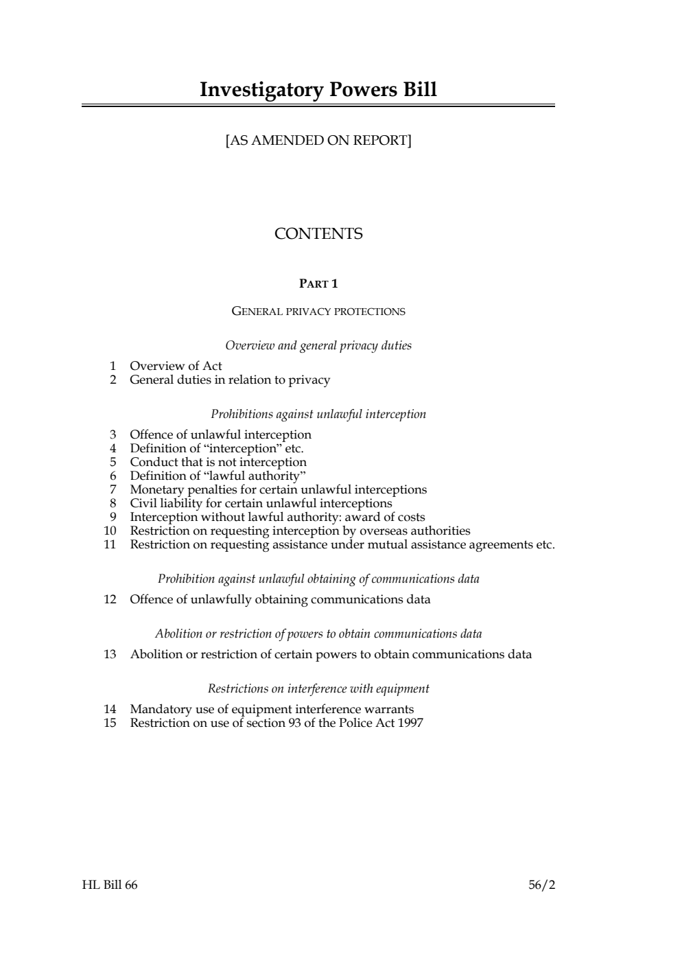 Investigatory Powers Bill [as amended on Report]