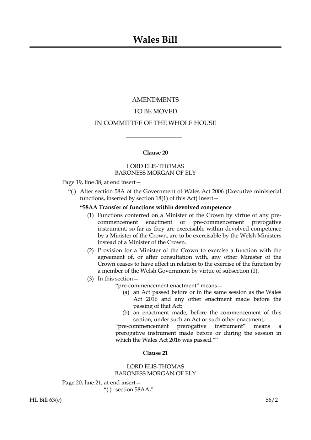 Wales Bill Lords Amendments