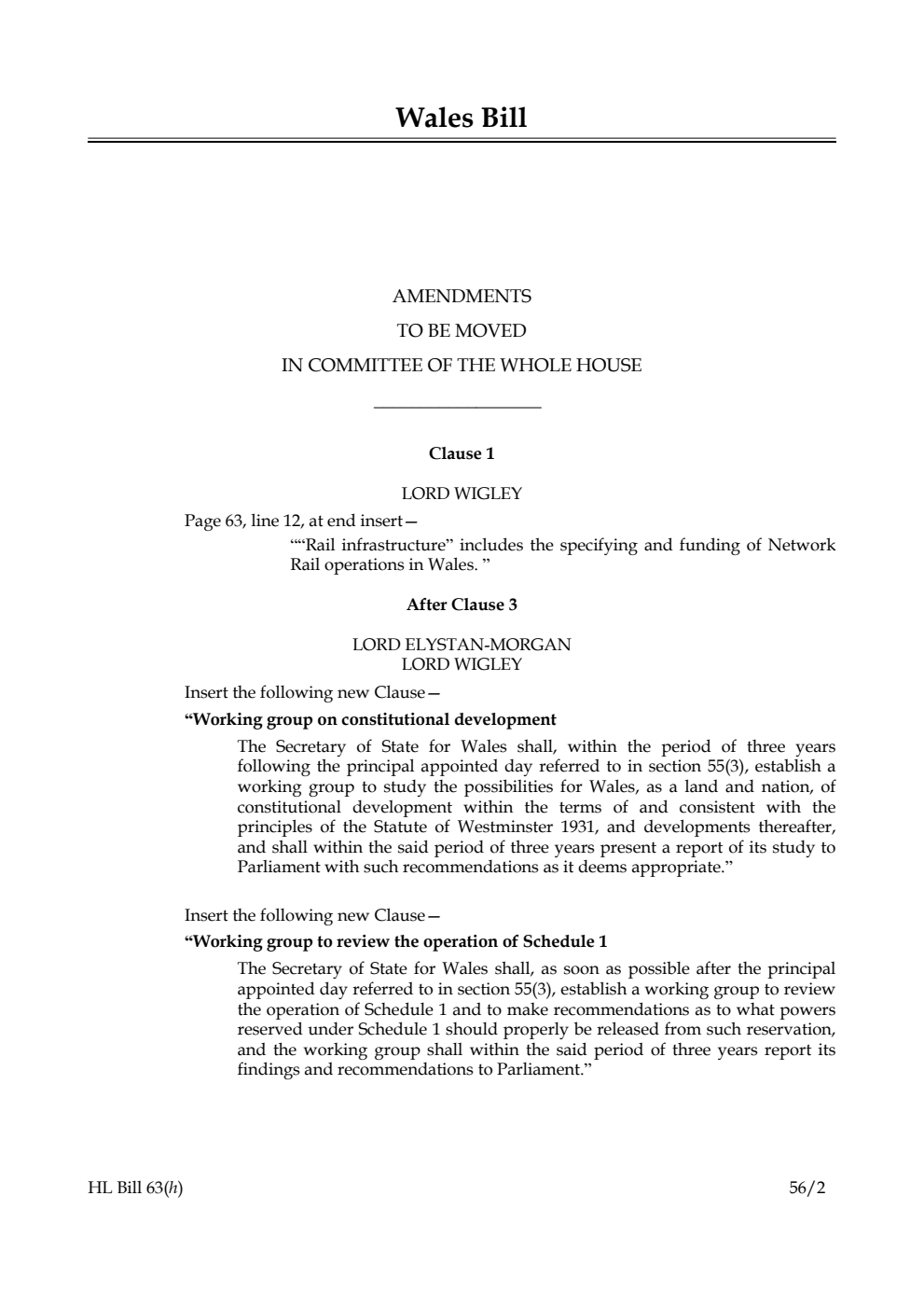 Wales Bill Lords Amendments