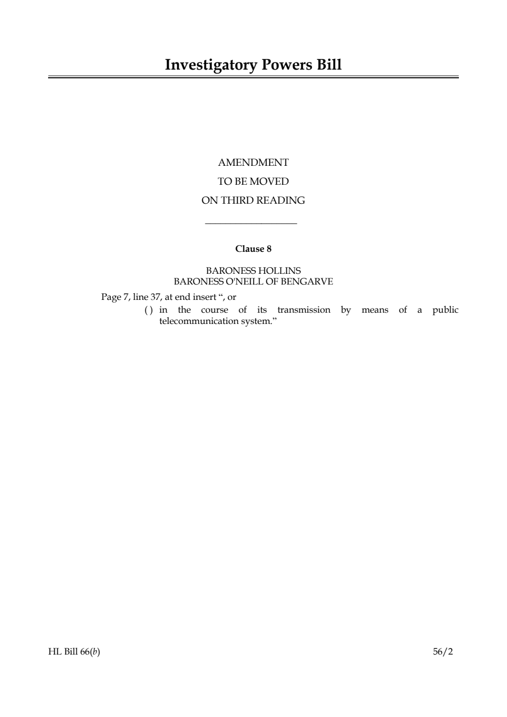 Investigatory Powers Bill Lords Amendments