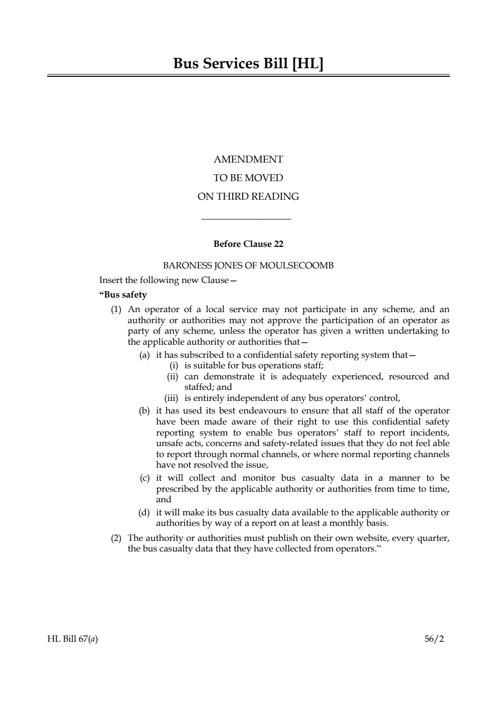 Bus Services Bill Lords Amendments