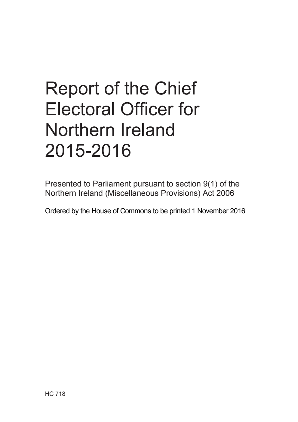 Report of the Chief Electoral Officer for Northern Ireland 2015-2016