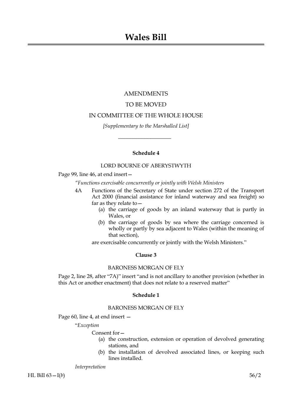 Wales Bill Lords Amendments