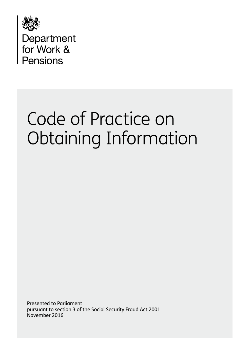 Code of Practice on Obtaining Information
