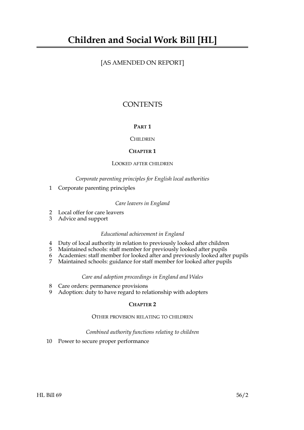Children and Social Work Bill [as amended on Report]