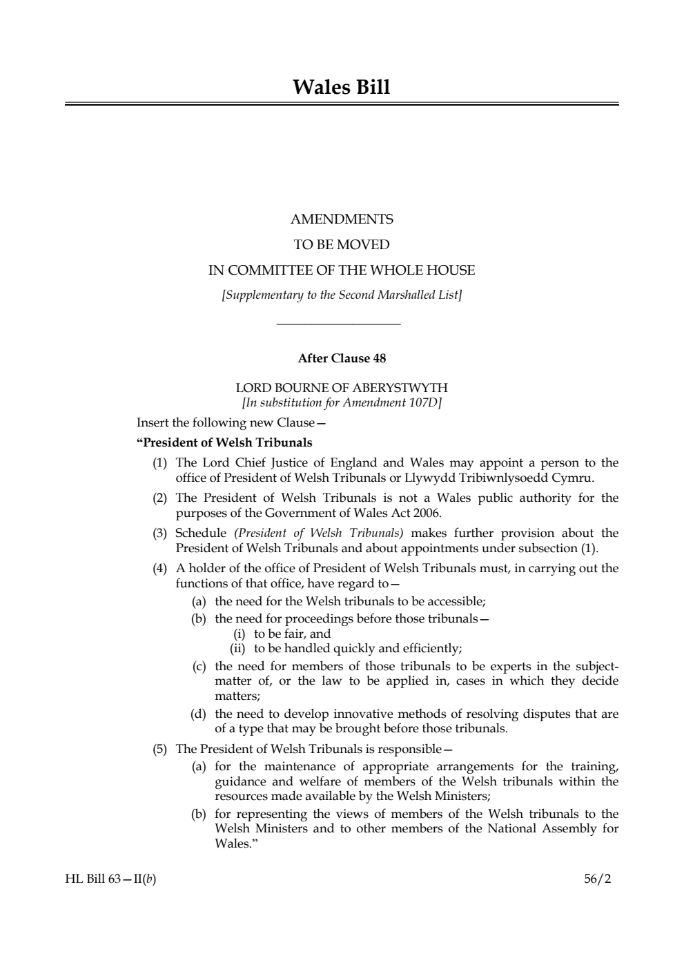 Wales Bill Lords Amendments