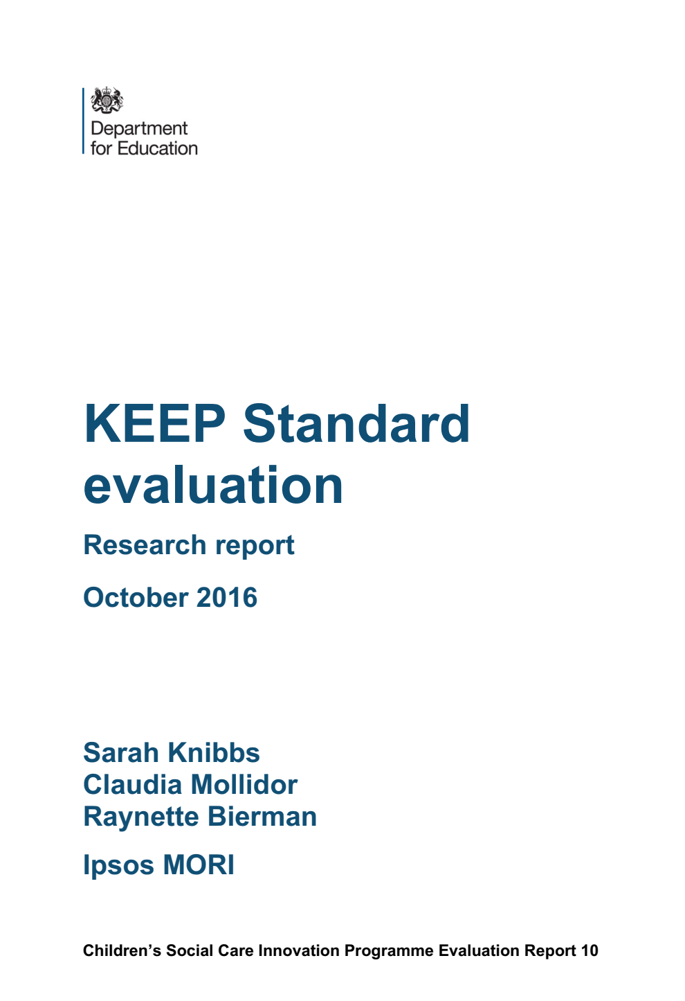 DFE RR530 KEEP Standard evaluation: Research report October 2016