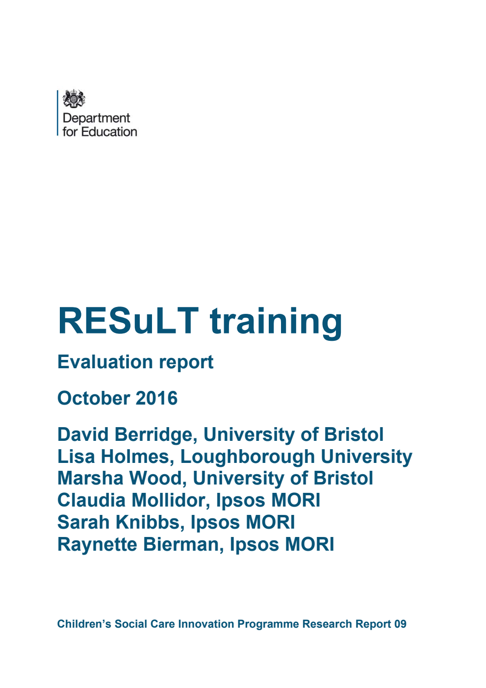DFE RR537 RESuLT training: Evaluation report October 2016