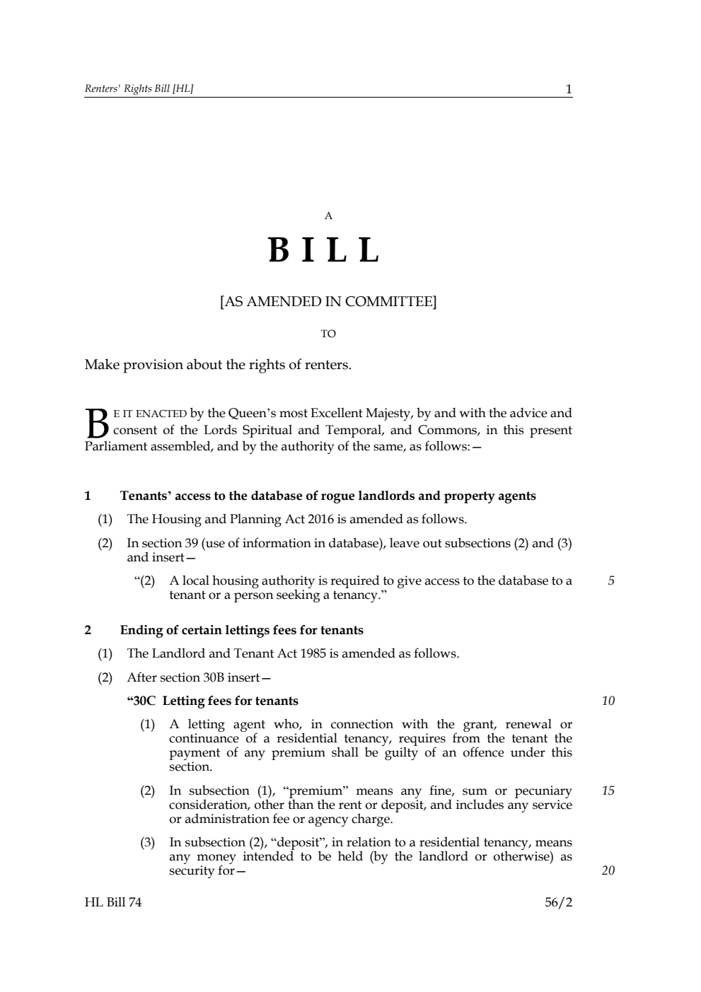 Renters' Rights Bill [as amended in Committee]