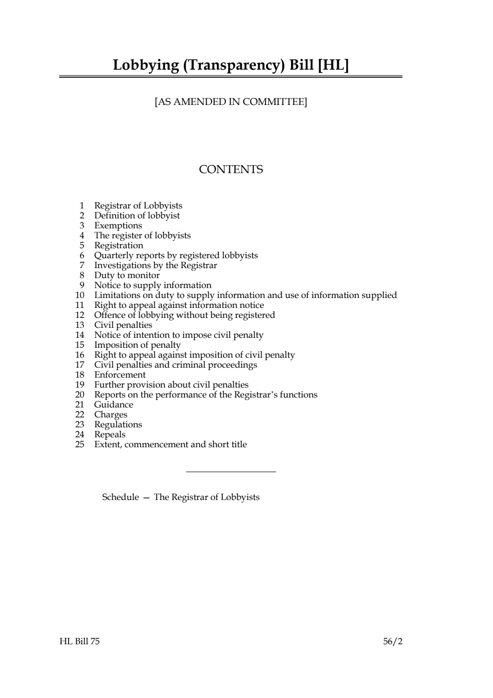 Lobbying (Transparency) Bill [as amended in Committee]