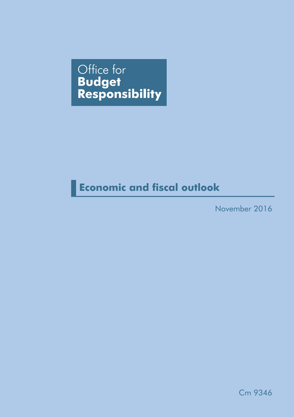 Office for Budget Responsibility Economic and fiscal outlook November 2016