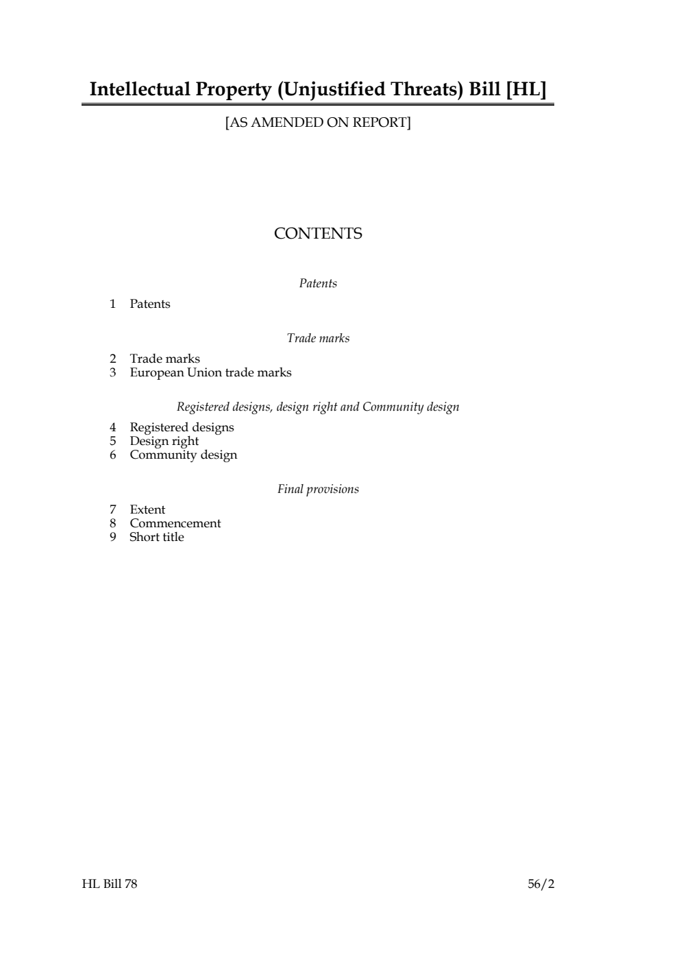 Intellectual Property (Unjustified Threats) Bill [as amended on Report]