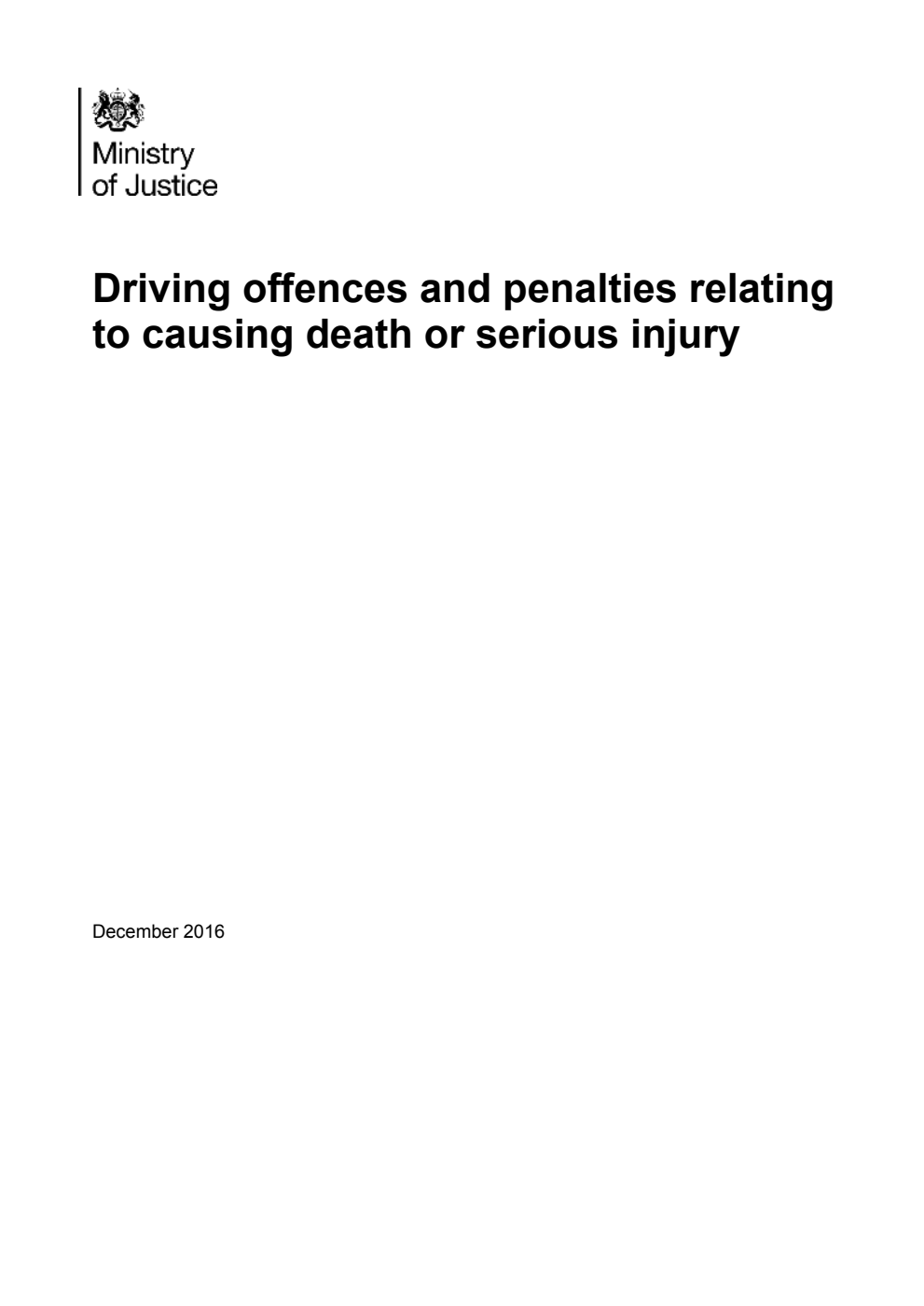 Driving offences and penalties relating to causing death or serious injury