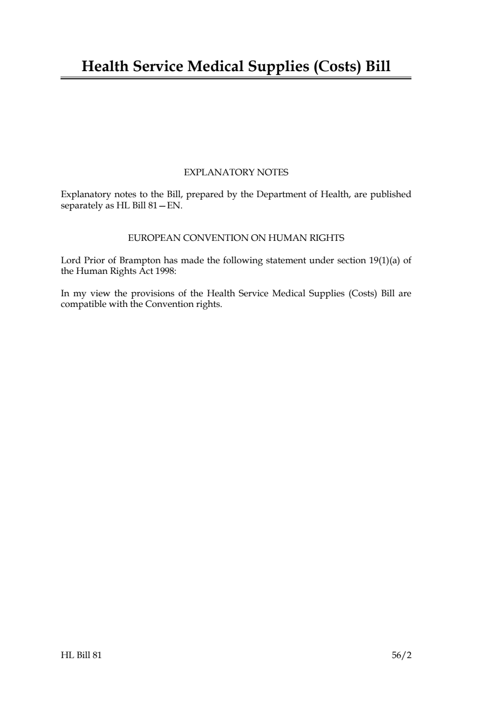 Health Service Medical Supplies (Costs) Bill