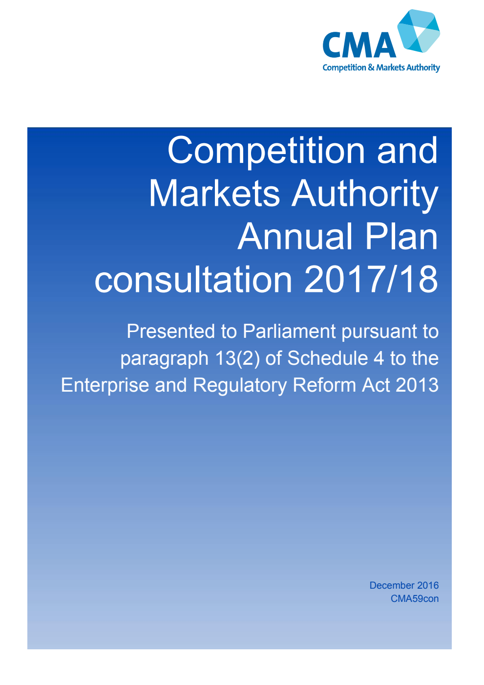 Competition and Markets Authority Annual Plan consultation 2017/18