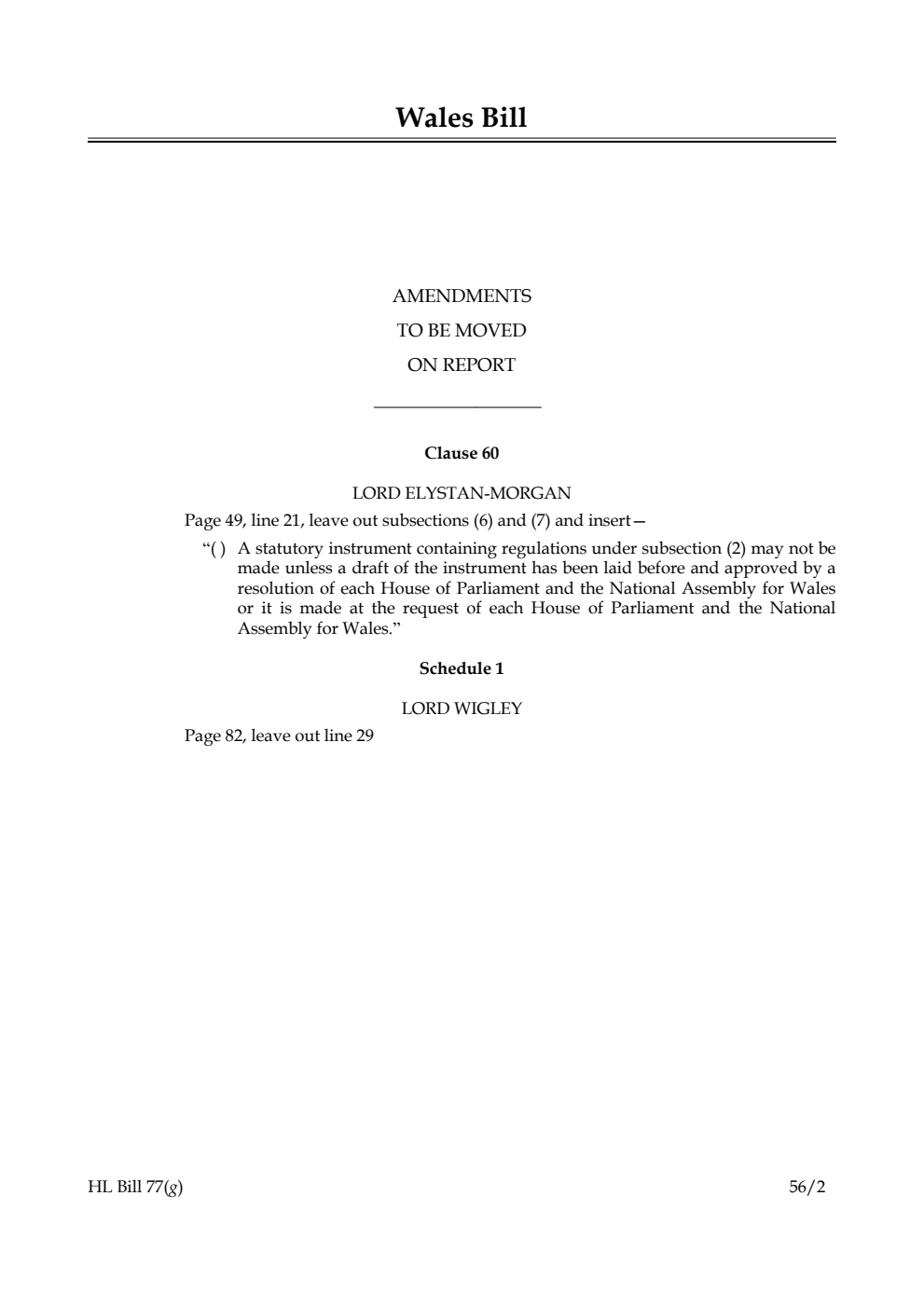 Wales Bill Lords Amendments