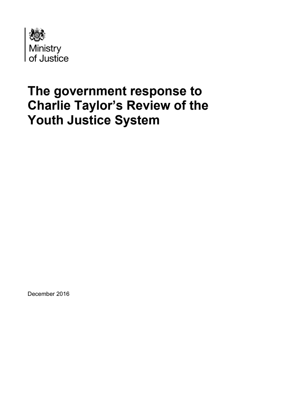 The government response to Charlie Taylor's Review of the Youth Justice System