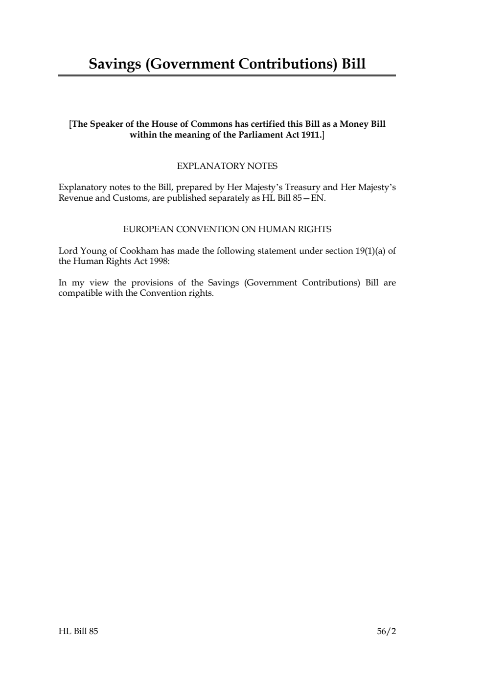 Savings (Government Contributions) Bill