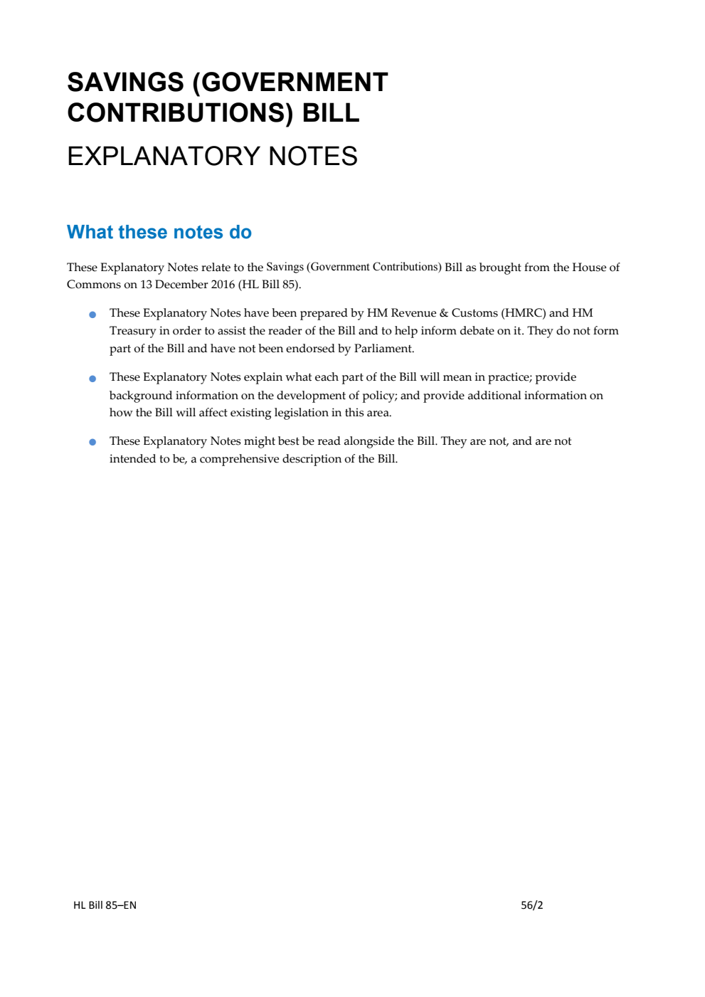 Savings (Government Contributions) Bill Explanatory Notes