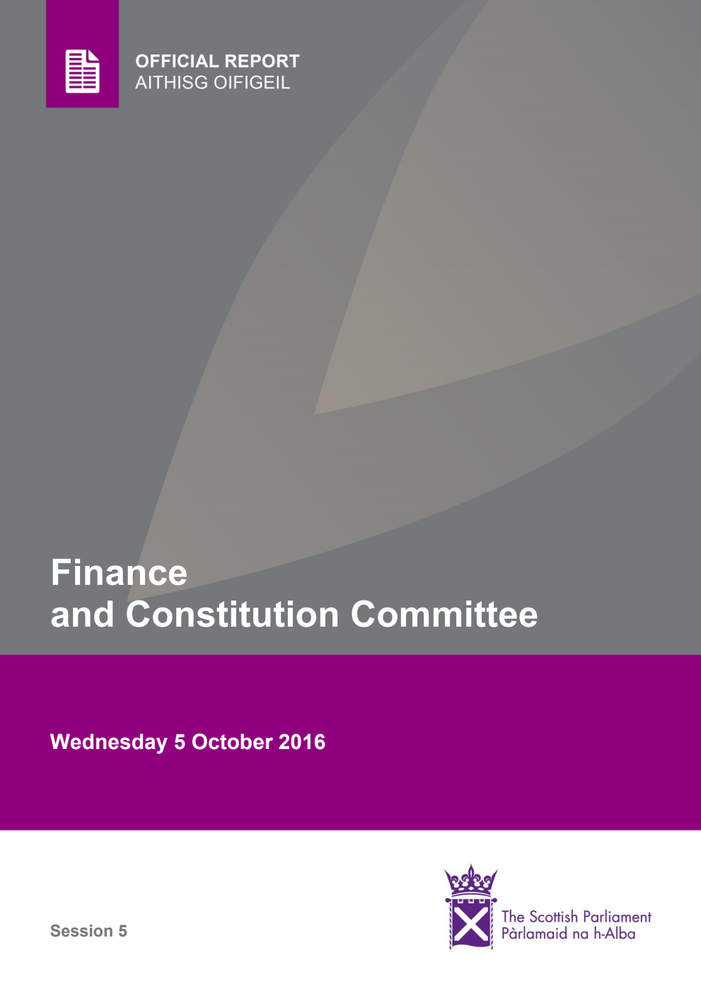 Finance and Constitution Committee 7th Meeting 2016, 5 October 2016 [Final]