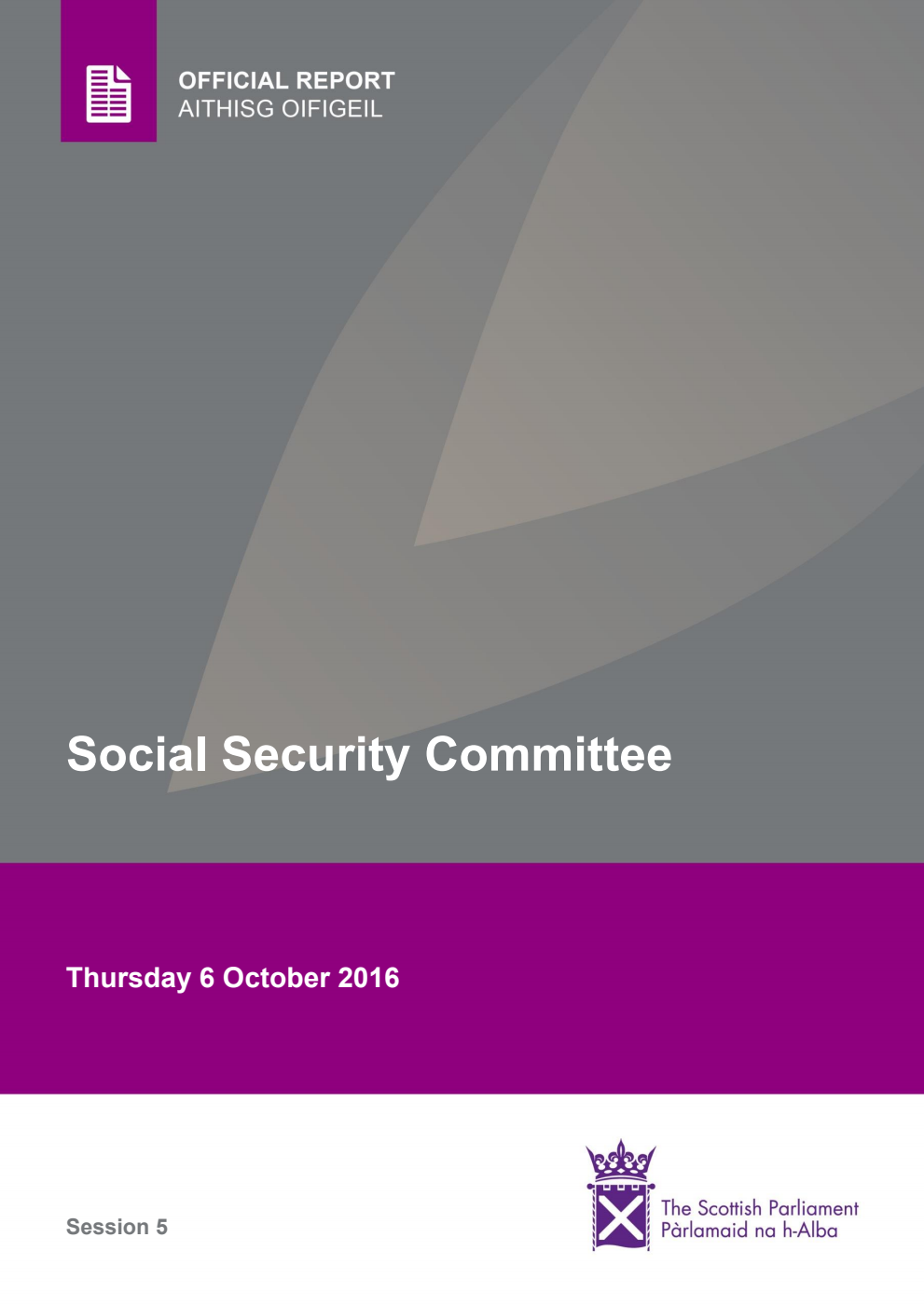 Social Security Committee 6th Meeting 2016, 6 October 2016 [Final]