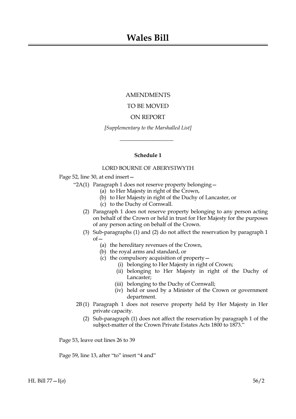 Wales Bill Lords Amendments