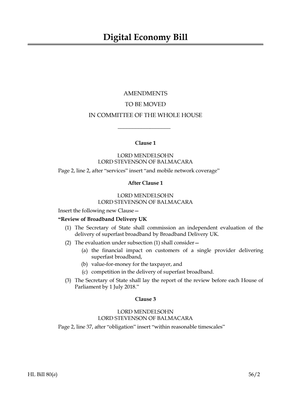 Digital Economy Bill Lords Amendments