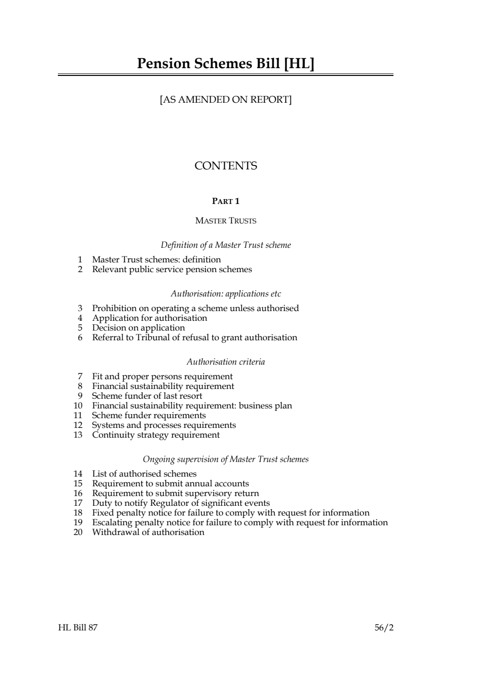 Pension Schemes Bill [as amended on Report]