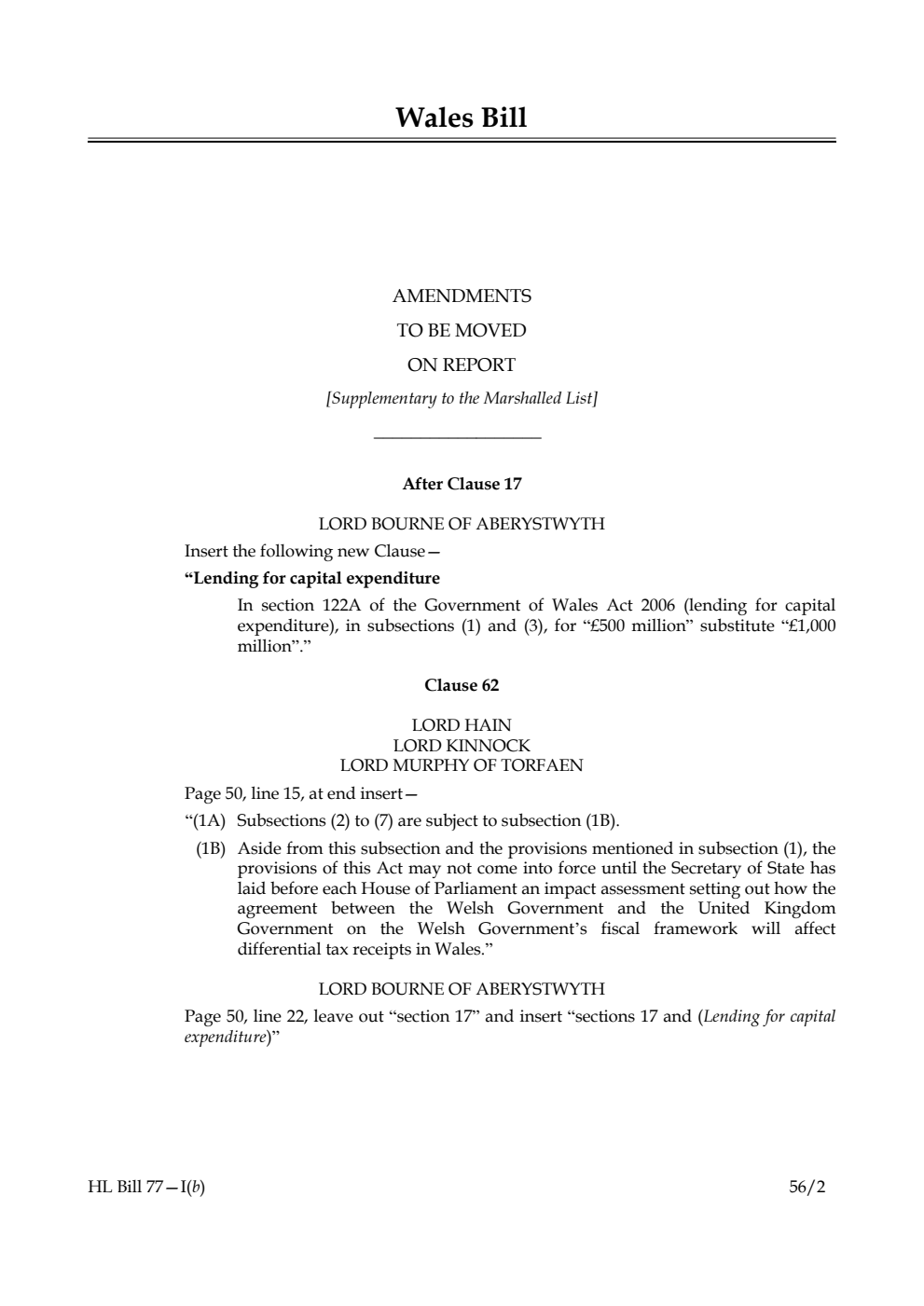 Wales Bill Lords Amendments