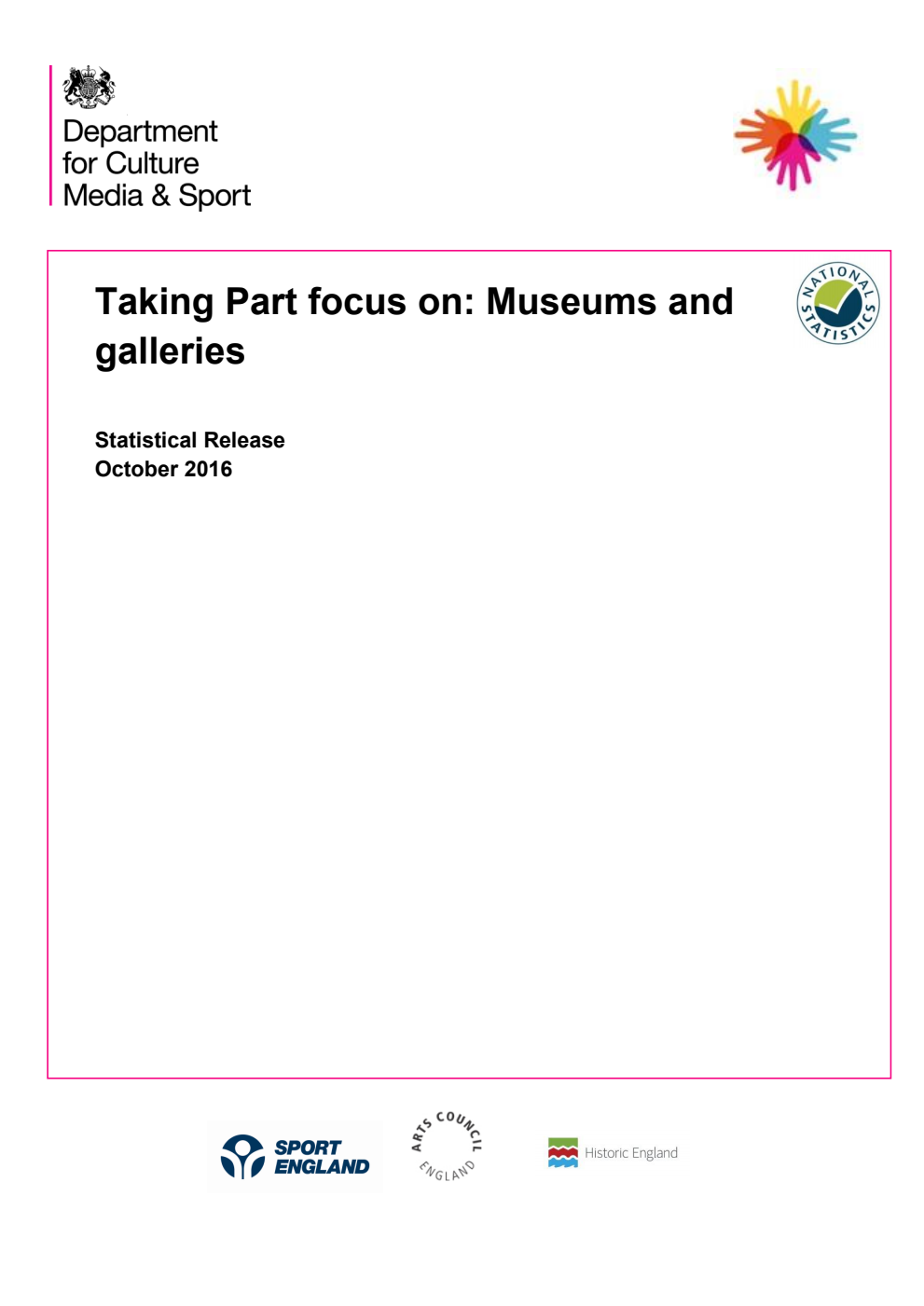 Taking Part focus on: Museums and galleries. Statistical Release October 2016