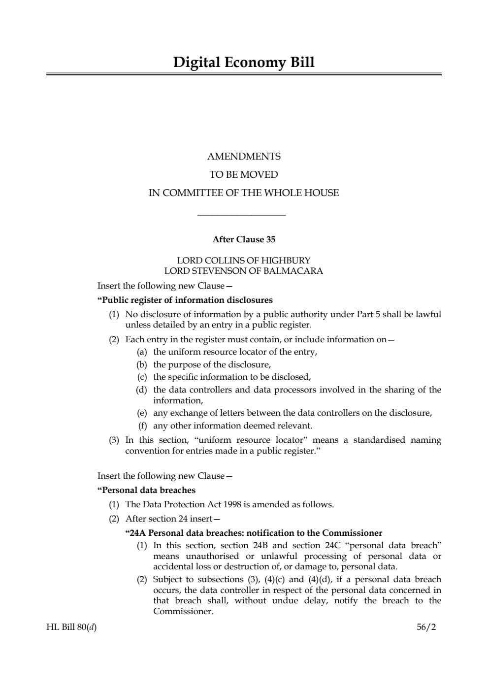Digital Economy Bill Lords Amendments
