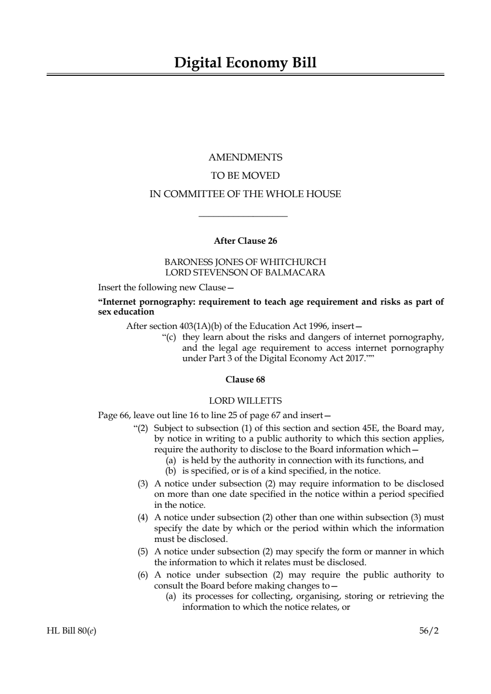 Digital Economy Bill Lords Amendments