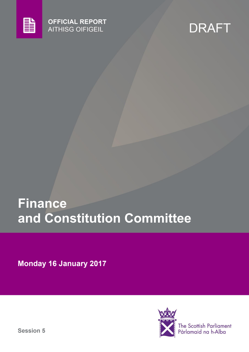 Finance and Constitution Committee 2nd Meeting 2017, 16 January 2017 [Draft]