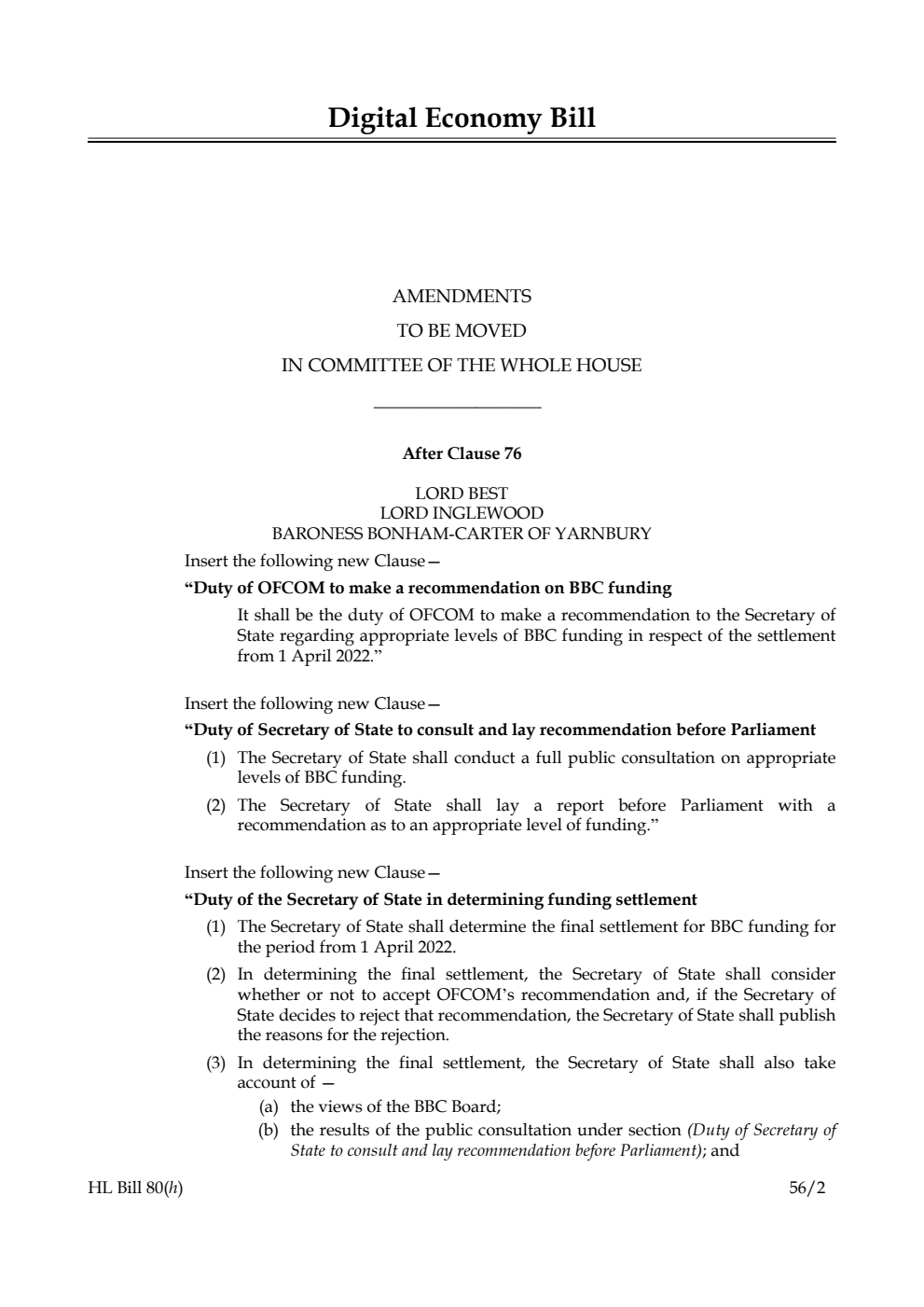 Digital Economy Bill Lords Amendments
