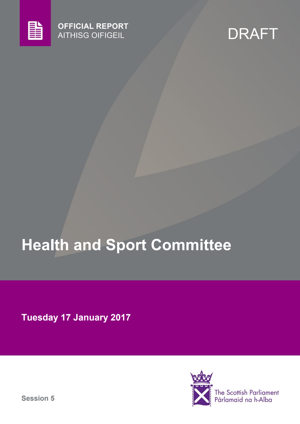 Health and Sport Committee 1st Meeting 2017, 17 January 2017 [Draft]
