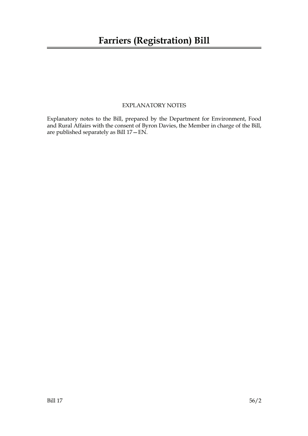 Farriers (Registration) Bill