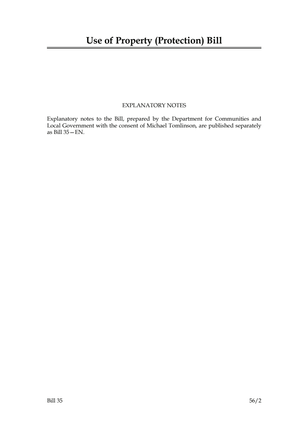 Use of Property (Protection) Bill