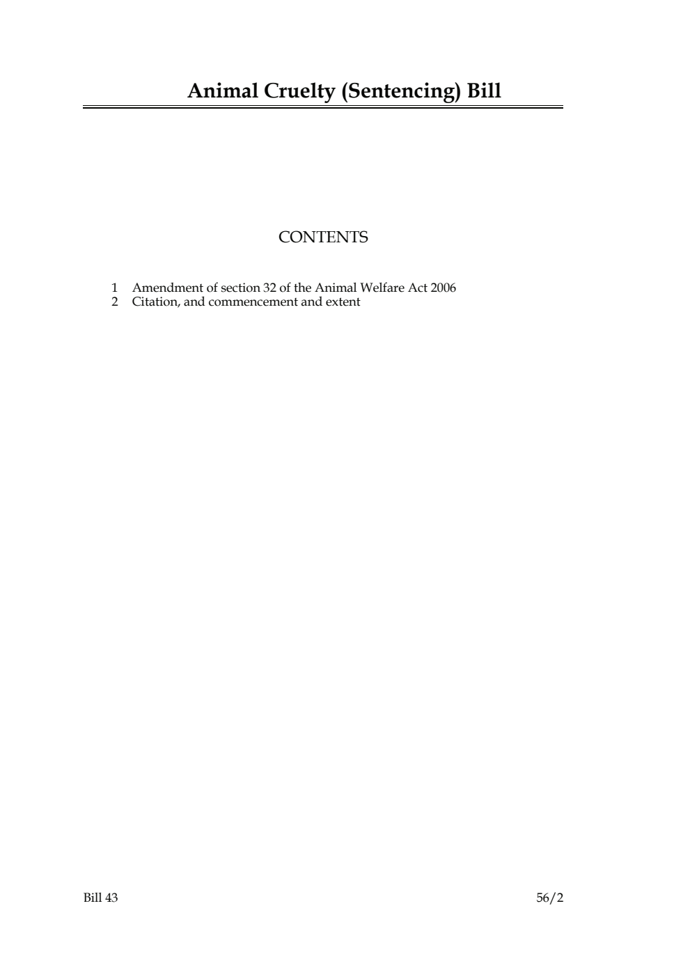 Animal Cruelty (Sentencing) Bill