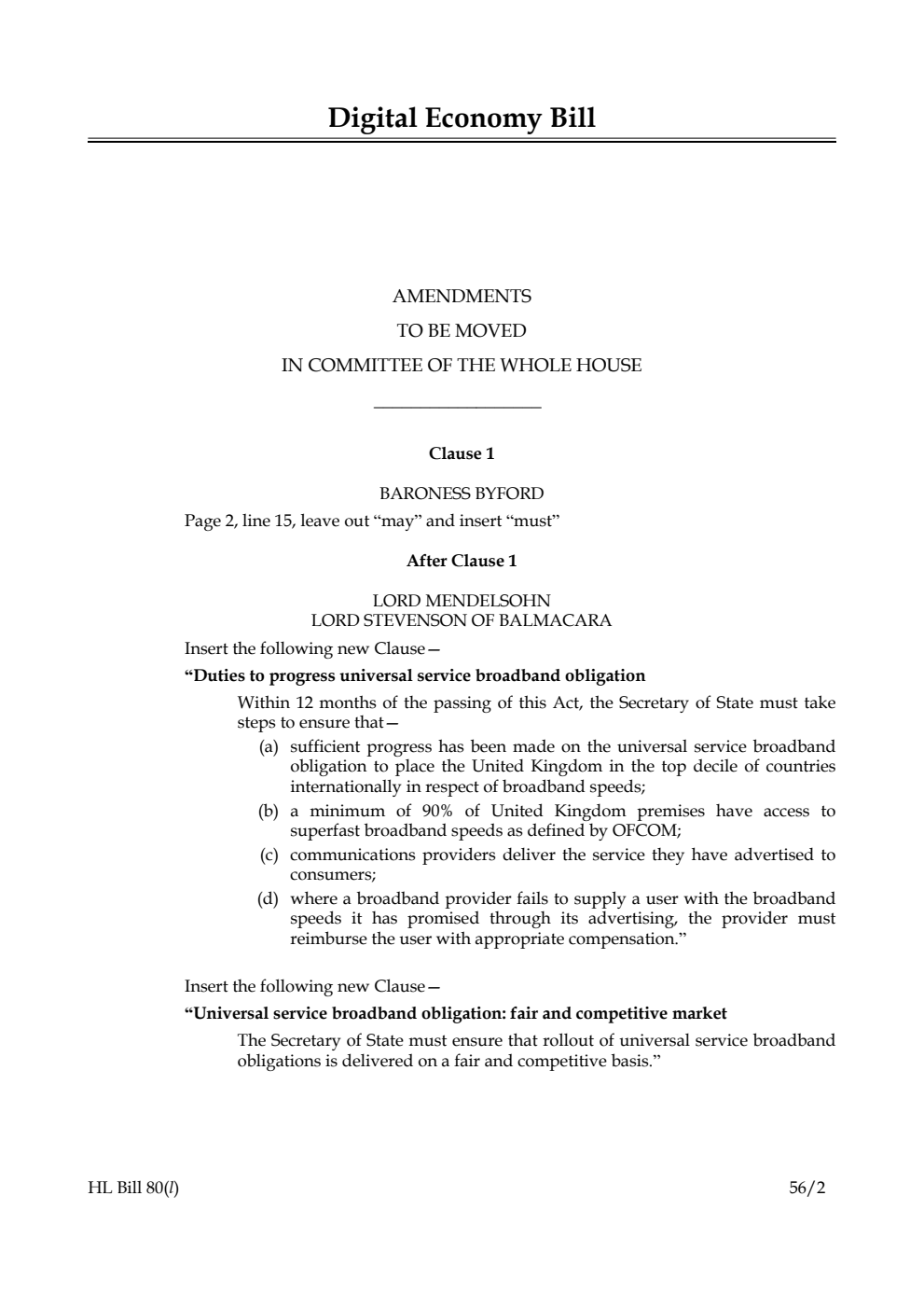 Digital Economy Bill Lords Amendments