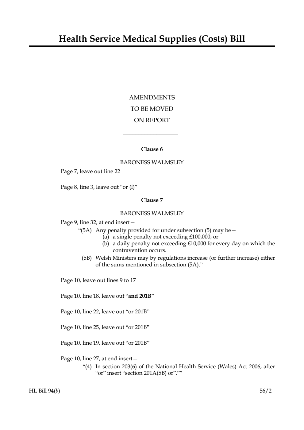 Health Service Medical Supplies (Costs) Bill Lords Amendments