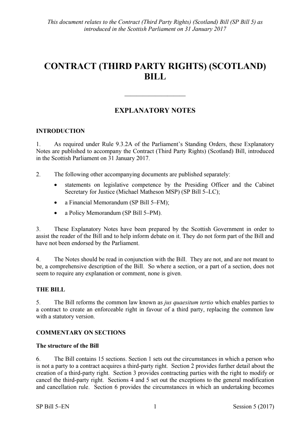 Contract (Third Party Rights) (Scotland) Bill Explanatory Notes